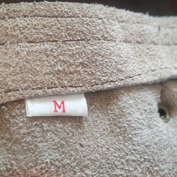 Coachella Hippie Vtg Tan Suede Vest Gold hoops Boho Unisex - Picture 12 of 15